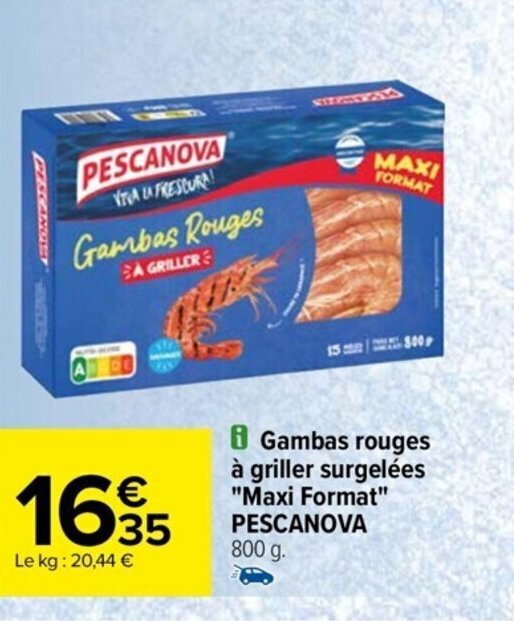 Promo Gambas rouges à griller surgelées Maxi Format PESCANOVA chez