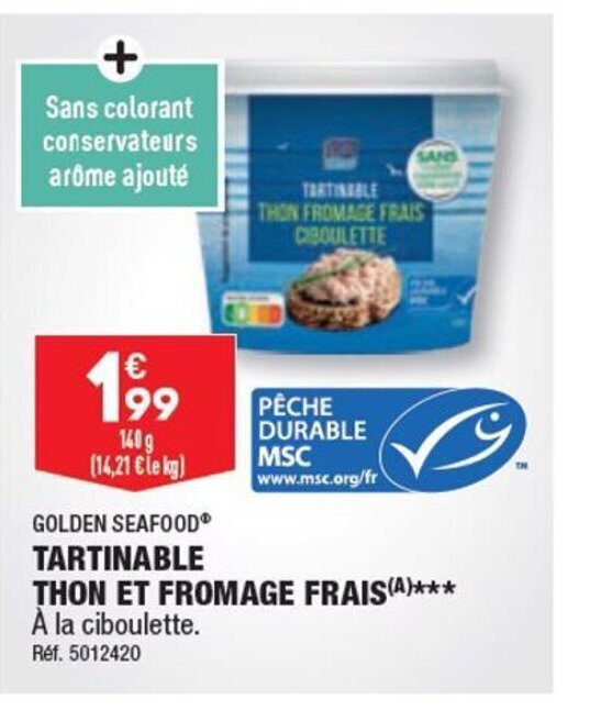 Promo Tartinable Thon Et Fromage Frais A La Ciboulette Chez Aldi