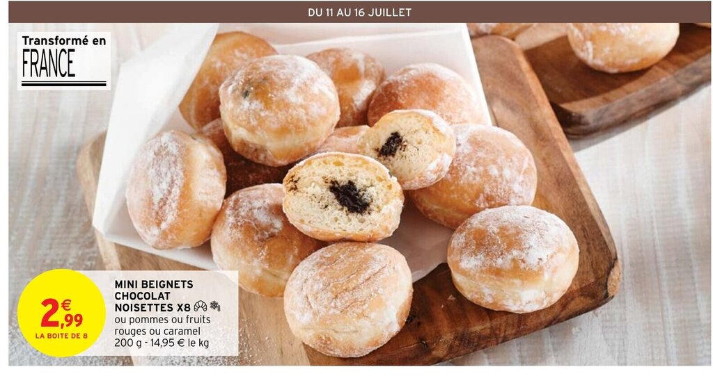 Promo Mini Beignets Chocolat Noisettes X Ou Pommes Ou Fruits Rouges