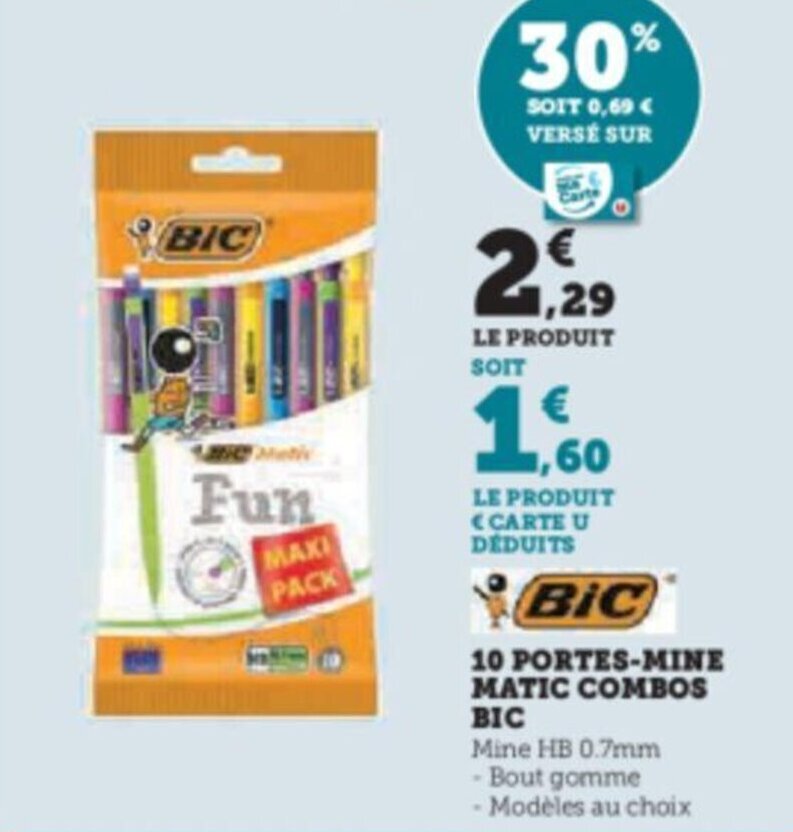 Promo Portes Mine Matic Combos Bic Chez Super U