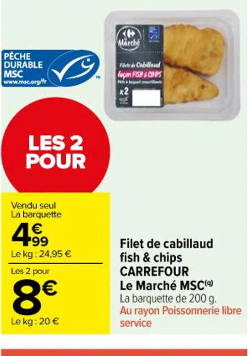 Promo Filet De Cabillaud Fish Chips Carrefour Chez Carrefour