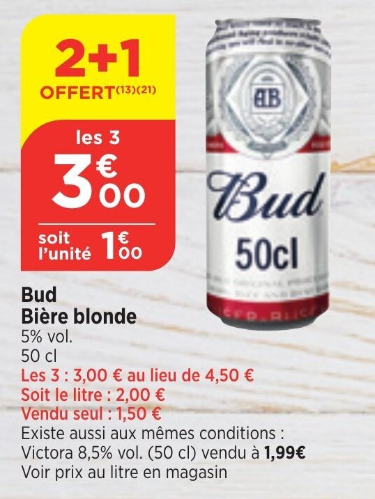 Promo Bud Bière blonde chez Bi1