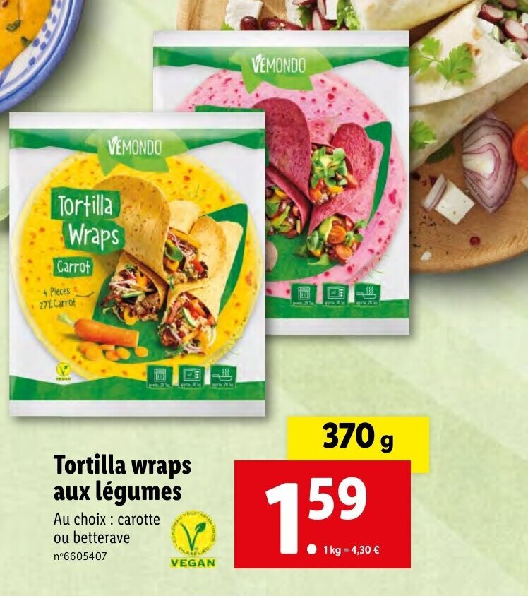 Promo Tortilla wraps aux légumes chez Lidl