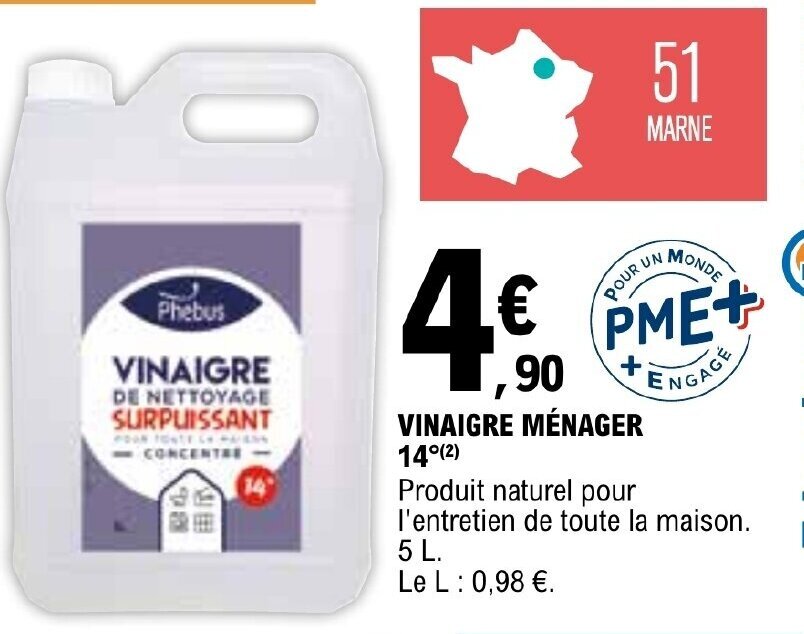 Promo VINAIGRE MÉNAGER 14 2 chez E Leclerc