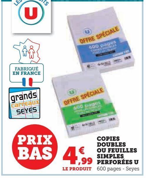 Promo Copies Doubles Ou Feuilles Simples Perfor Es U Chez Hyper U