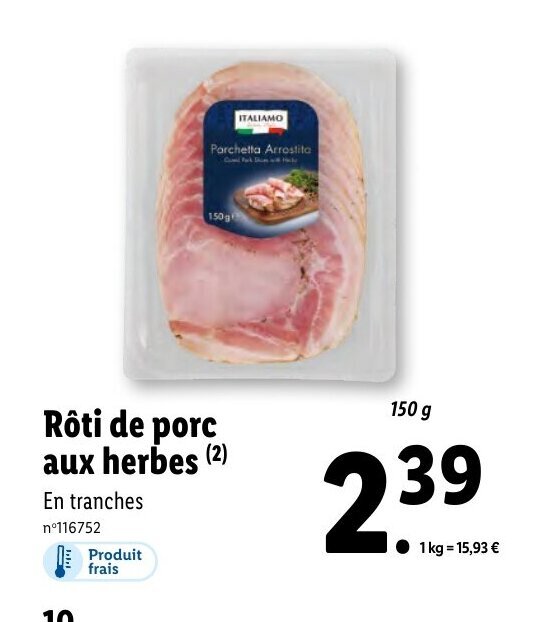 Promo Rôti de porc aux herbes 2 chez Lidl