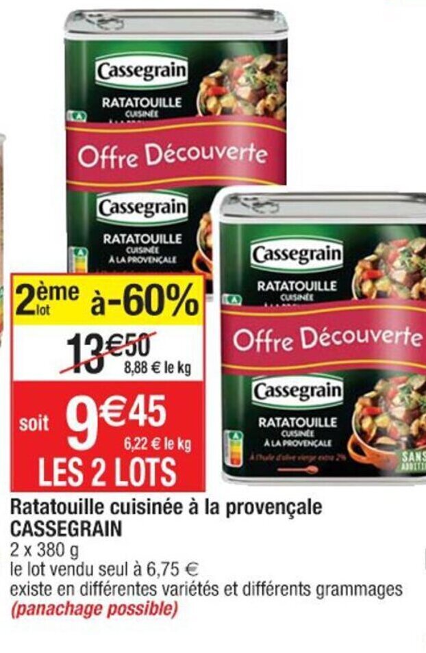 Promo Ratatouille Cuisin E La Proven Ale Cassegrain Chez Cora