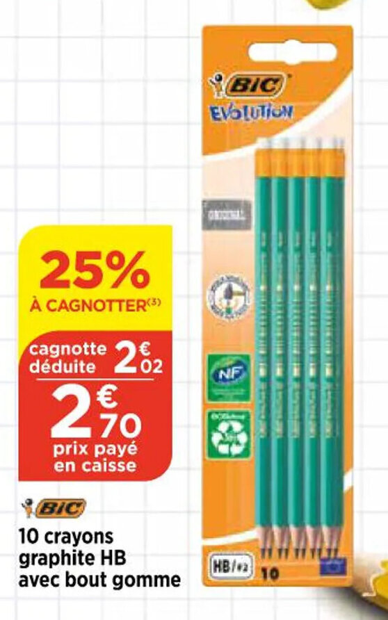 Promo Crayons Graphite Hb Avec Bout Gomme Chez Bi