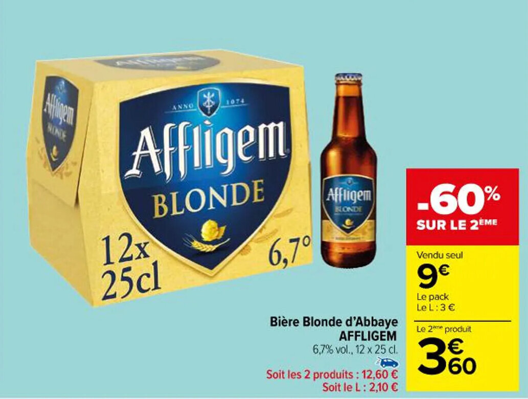 Promo Bière Blonde d Abbaye AFFLIGEM chez Carrefour