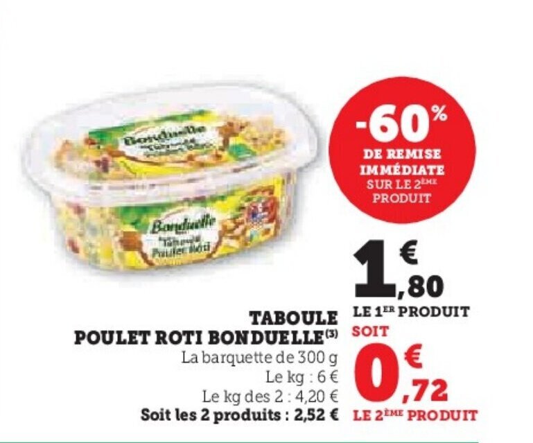 Promo Taboule Poulet Roti Bonduelle Chez Hyper U