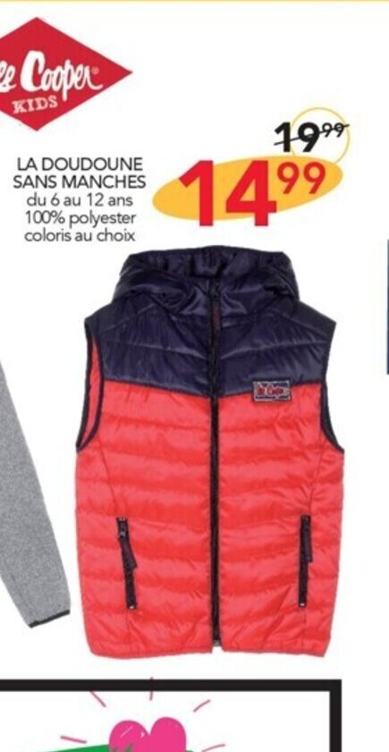 Promo LA DOUDOUNE SANS MANCHES Du 6 Au 12 Ans 100 Polyester Coloris Au