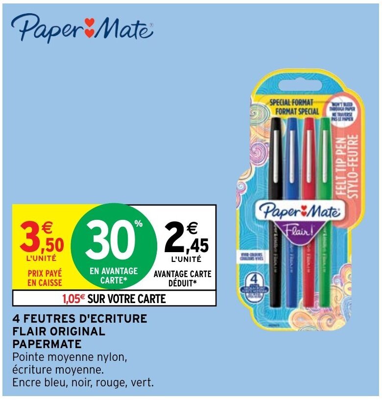 Promo Feutres D Ecriture Flair Original Papermate Chez Intermarch Hyper