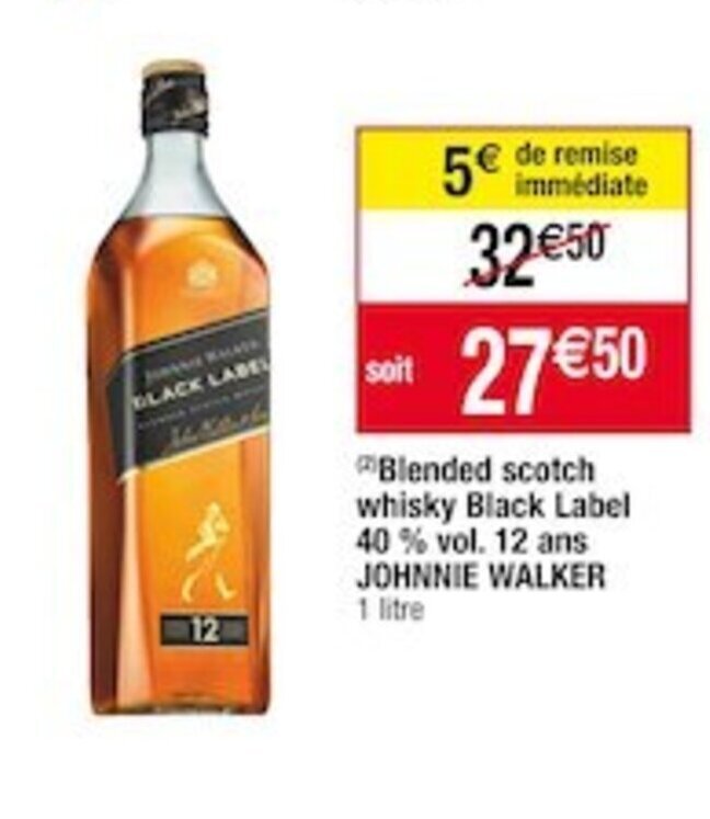 Promo Blended Scotch Whisky Black Label 40 Vol 12 Ans JOHNNIE WALKER