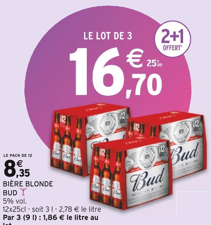 Promo Bud bière blonde chez Intermarché