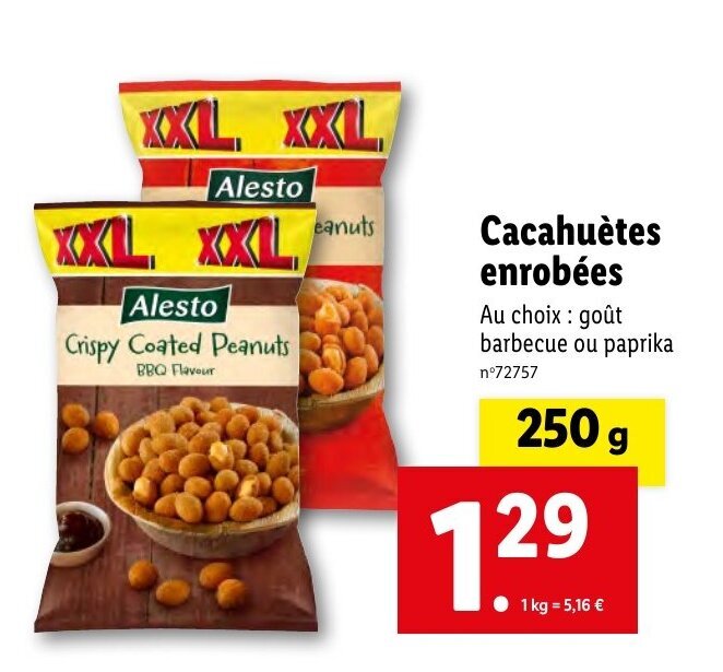 Promo Cacahuètes enrobées chez Lidl