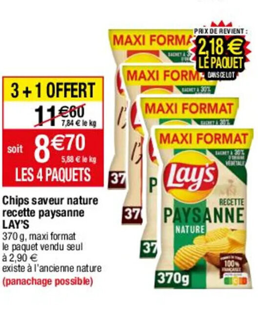 Promo Chips Saveur Nature Recette Paysanne Lay S Chez Migros