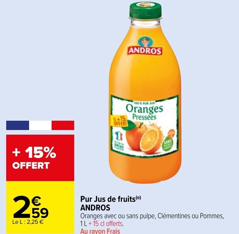 Promo Pur Jus de fruits ⁰ ANDROS chez Carrefour Market