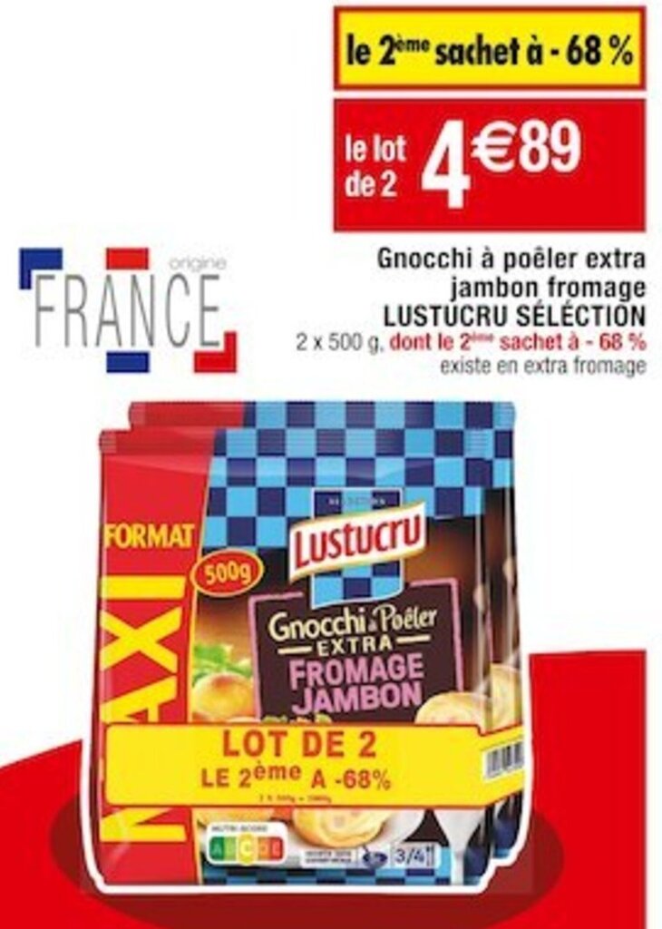 Promo Gnocchi Po Ler Extra Jambon Fromage Lustucru S Lection Chez Cora