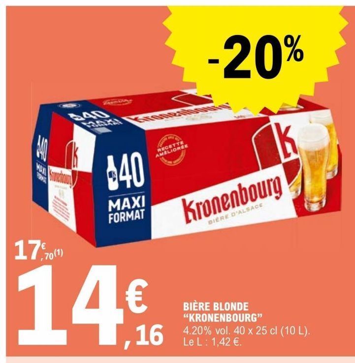 Promo Bière blonde kronenbourg chez E Leclerc Jardi