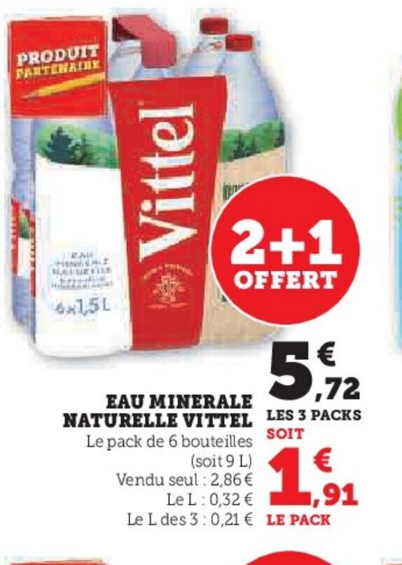 Promo Eau Minerale Naturelle Vittel Les Packs Chez Super U