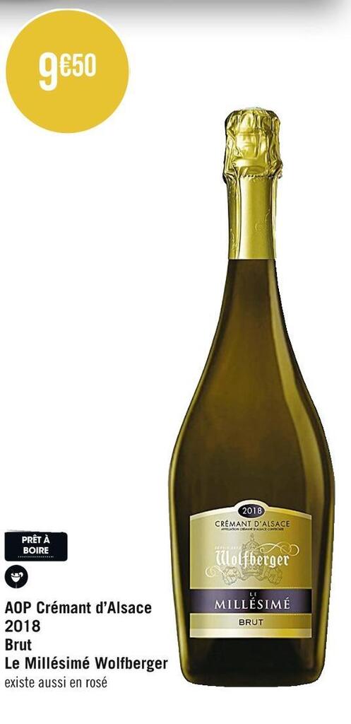 Promo Le millésimé wolfberger aop crémant dalsace 2018 brut chez