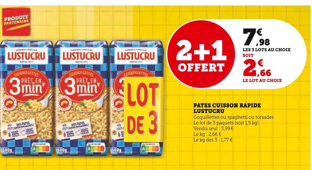 Promo Lustucru Pates Cuisson Rapide Chez Super U