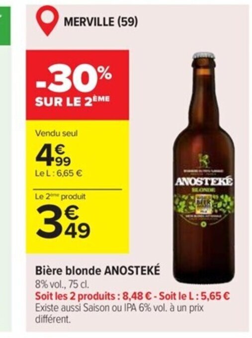 Promo Bi Re Blonde Anostek Chez Carrefour Market