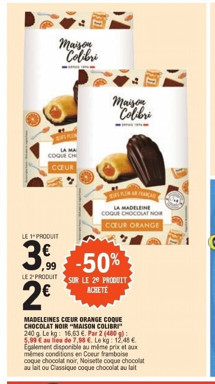 Promo Madeleines C Ur Orange Coque Chocolat Noir Maison Colibri Chez