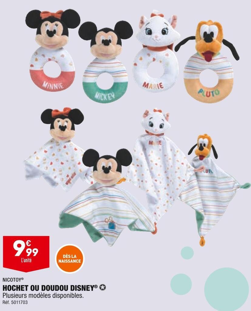 Promo Nicotoy Hochet Ou Doudou Disney Chez Aldi