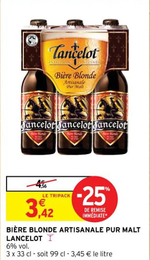 Promo Bi Re Blonde Artisanale Pur Malt Lancelot I Chez Intermarch