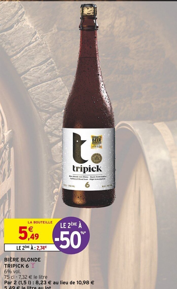 Promo BIÈRE BLONDE TRIPICK 6 chez Intermarché