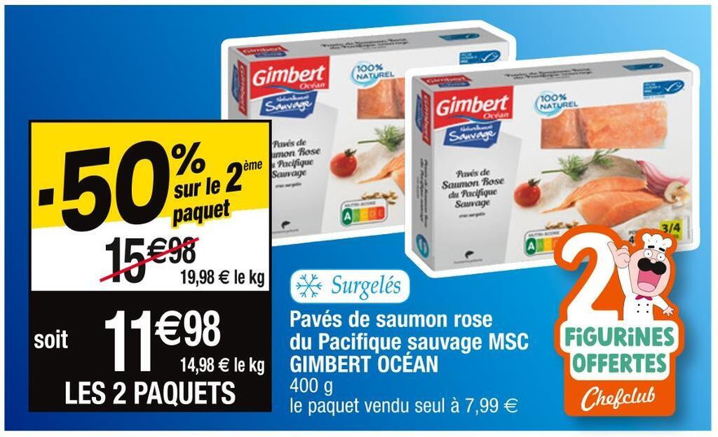 Promo Gimbert océan pavés de saumon rose du pacifique sauvage msc chez Cora