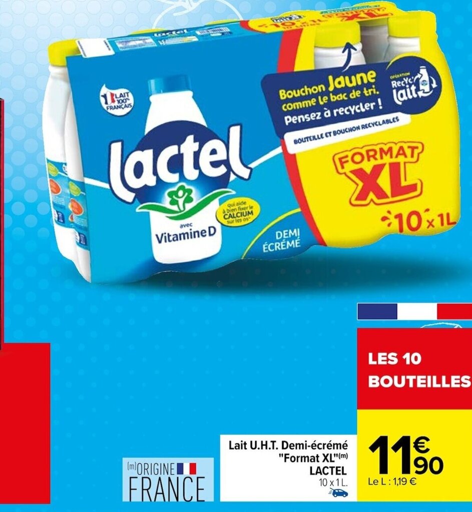 Promo Lait U H T Demi Cr M Format Xl Lactel Chez Carrefour