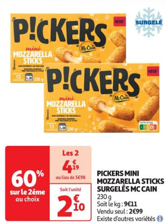 Promo PICKERS MINI MOZZARELLA STICKS SURGELÉS MC CAIN chez Auchan