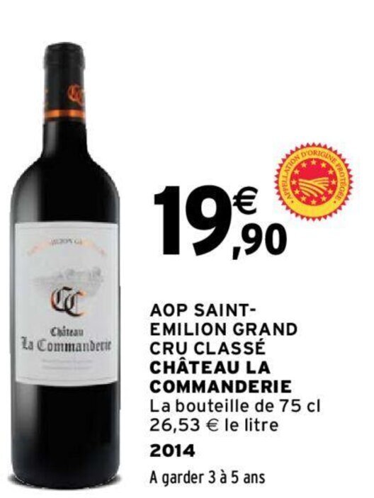 Promo AOP SAINT EMILION GRAND CRU CLASSÉ CHÂTEAU LA COMMANDERIE chez