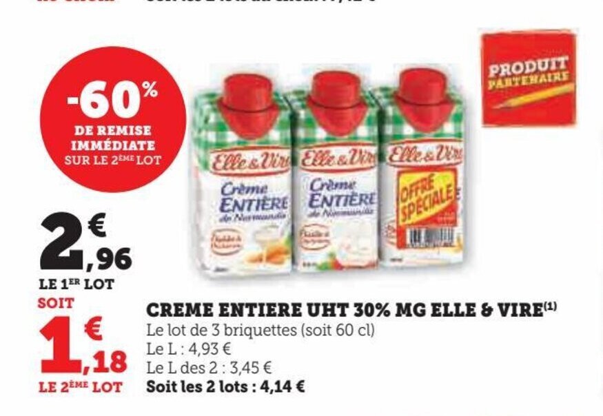 Promo Creme Entiere Uht Mg Elle Vire Chez Hyper U