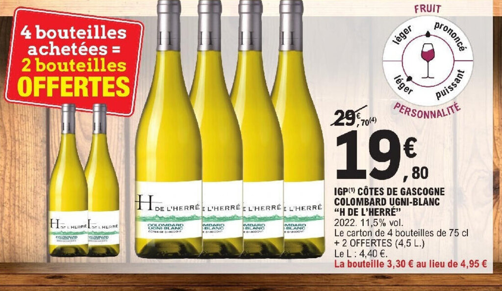 Promo Igp C Tes De Gascogne Colombard Ugni Blanc H De L Herr Chez E