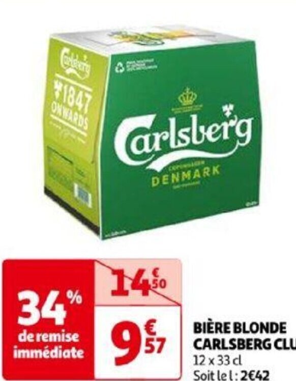 Promo Bi Re Blonde Carlsberg Club Chez Auchan