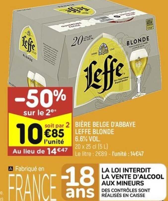 Promo BIÈRE BELGE D ABBAYE LEFFE BLONDE chez Leader Price