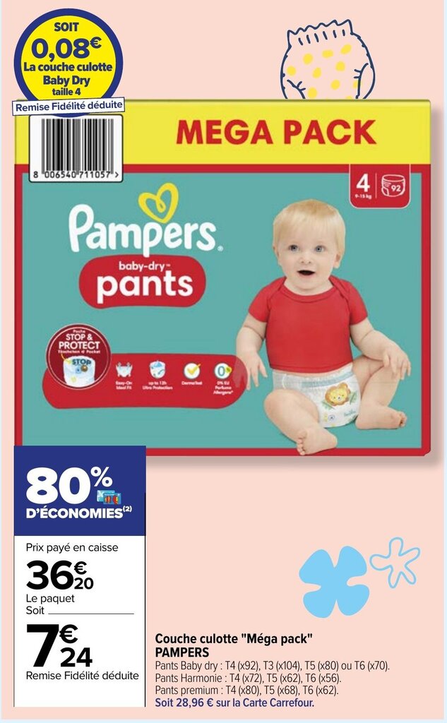 Promo Couche Culotte M Ga Pack Pampers Chez Carrefour