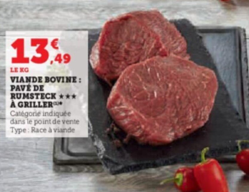 Promo VIANDE BOVINE PAVE DE RUMSTECK À GRILLER chez Super U