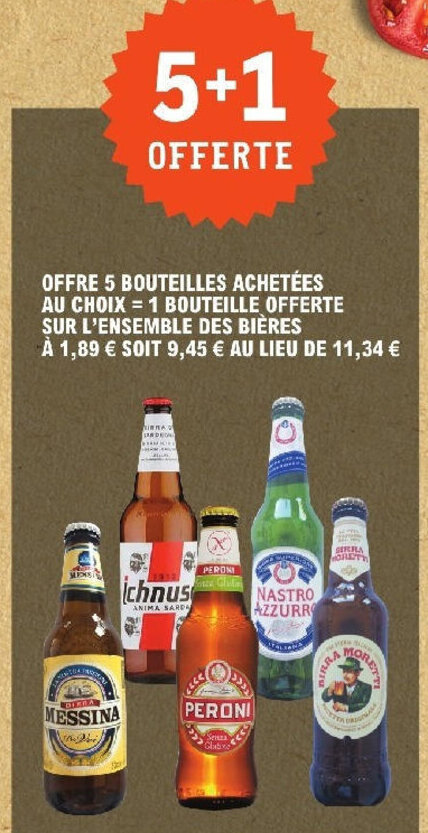 Promo OFFRE 5 BOUTEILLES ACHETÉES AU CHOIX 1 BOUTEILLE OFFERTE SUR L