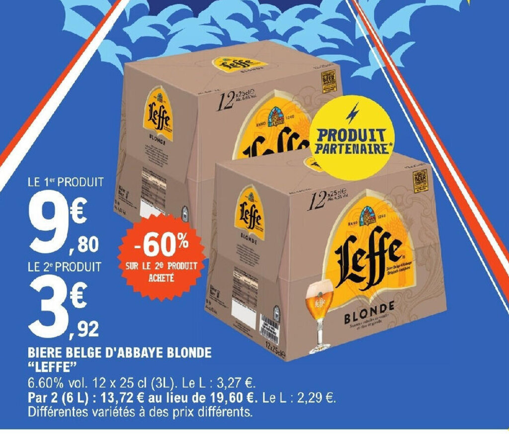 Promo BIERE BELGE D ABBAYE BLONDE LEFFE Chez E Leclerc