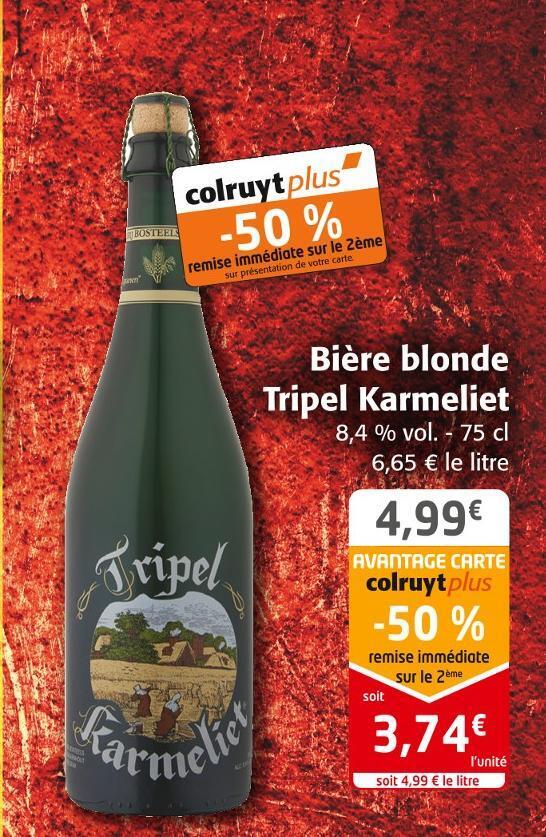 Promo Karmeliet Bi Re Blonde Tripel Chez Colruyt