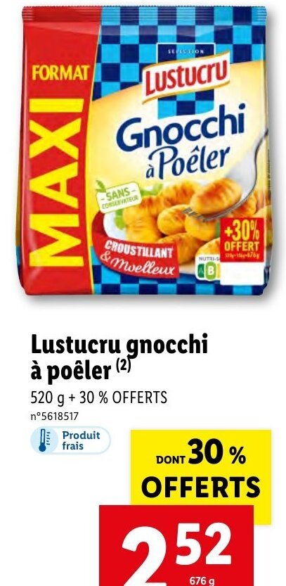 Promo Lustucru gnocchi à poêler 2 chez Lidl