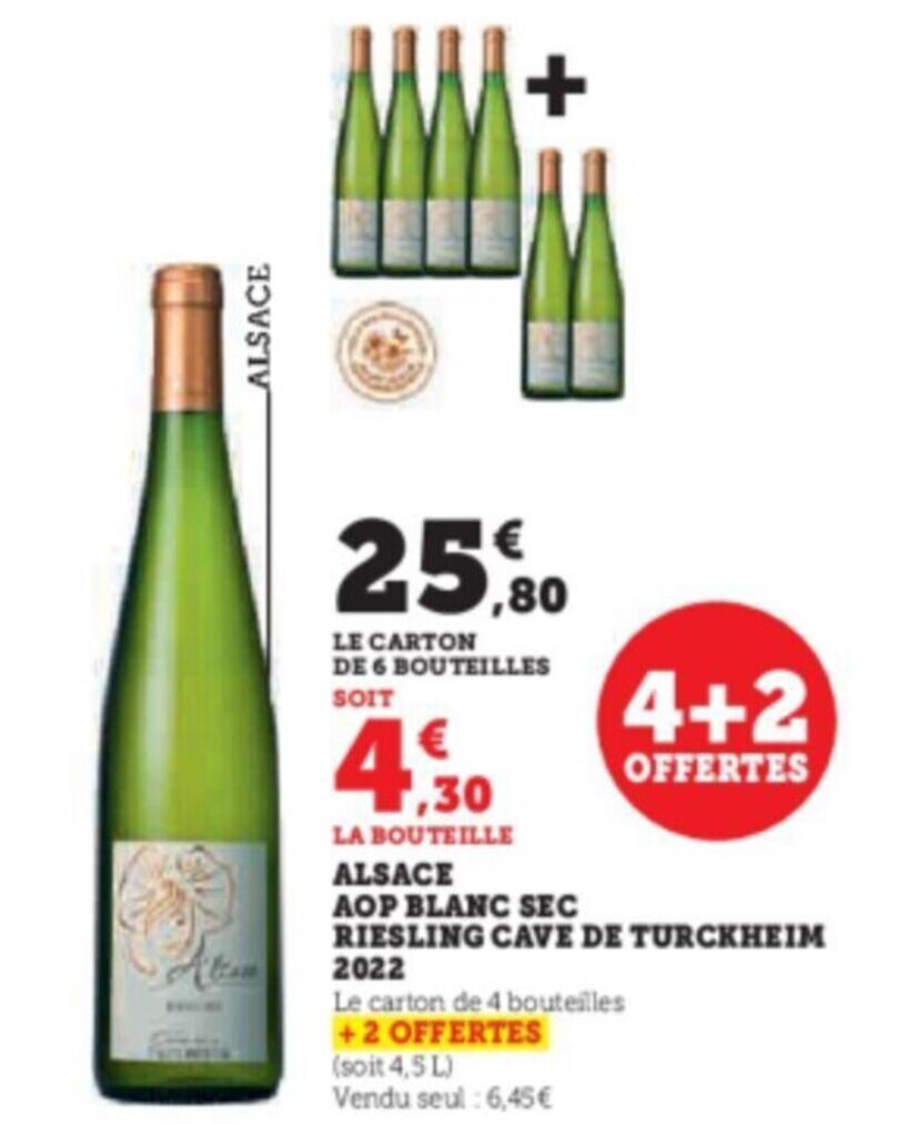 Promo Alsace Aop Blanc Sec Riesling Cave De Turckheim Chez Super U