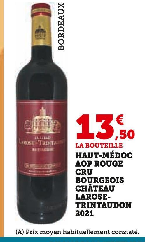 Promo Château larose trintaudon haut médoc aop rouge cru bourgeois 2021