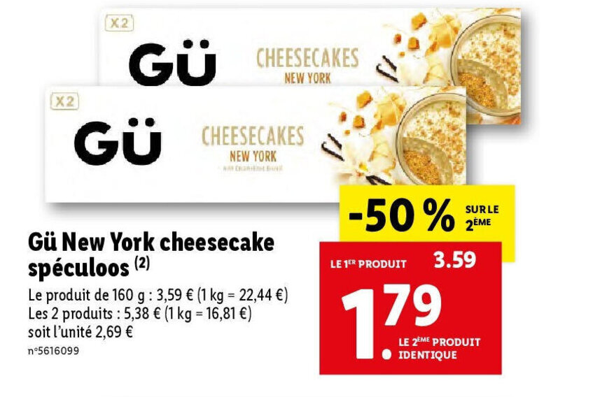 Promo Gü New York cheesecake spéculoos chez Lidl