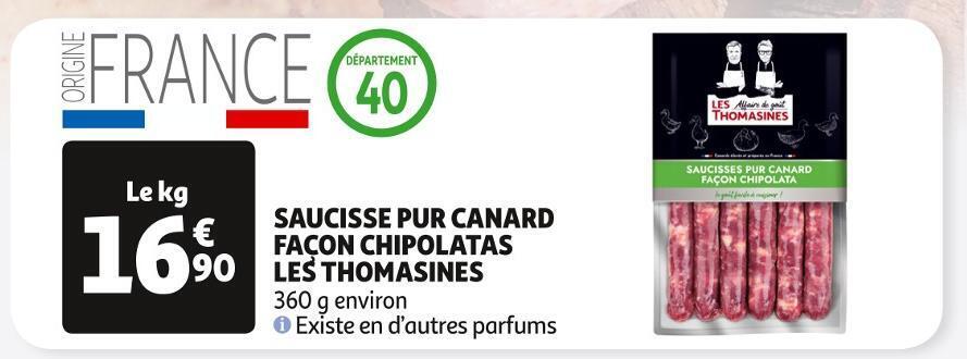 Promo Les Thomasines Saucisse Pur Canard Fa On Chipolatas Chez Auchan