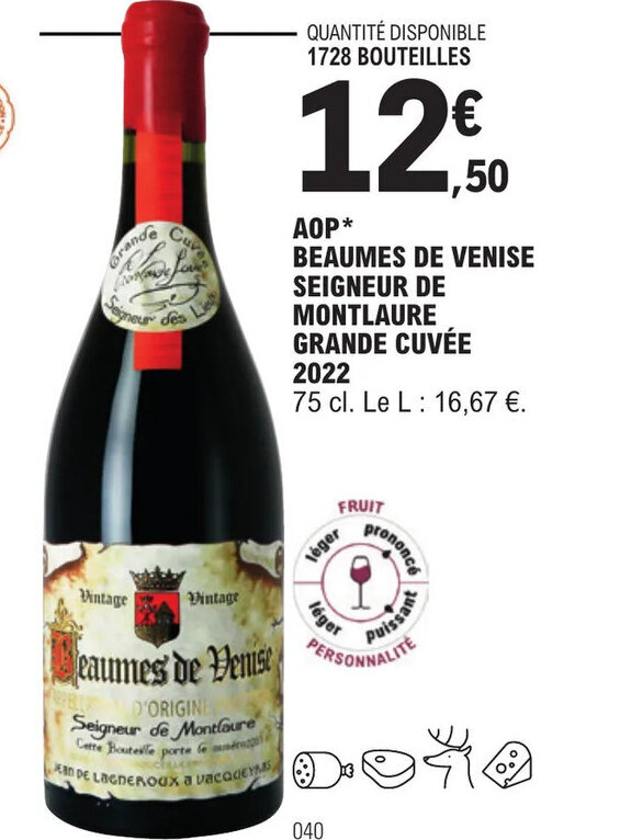 Promo AOP BEAUMES DE VENISE SEIGNEUR DE MONTLAURE GRANDE CUVÉE 2022